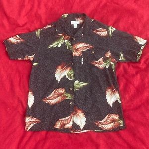 Black flora button up shirt